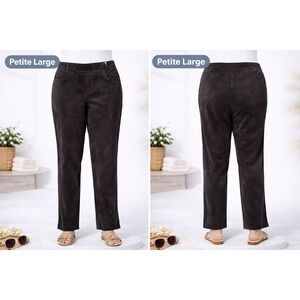 D&D Lifestyle Petites Black Velour Straight Leg Pants Womens Petite Large PL NEW